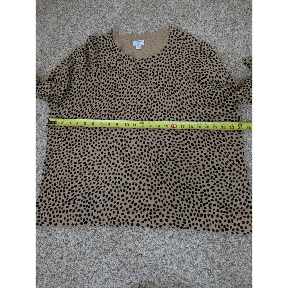 J. Crew Women's 3X Plus Size Pullover Cheetah Print Teddie Sweater Brown/Black